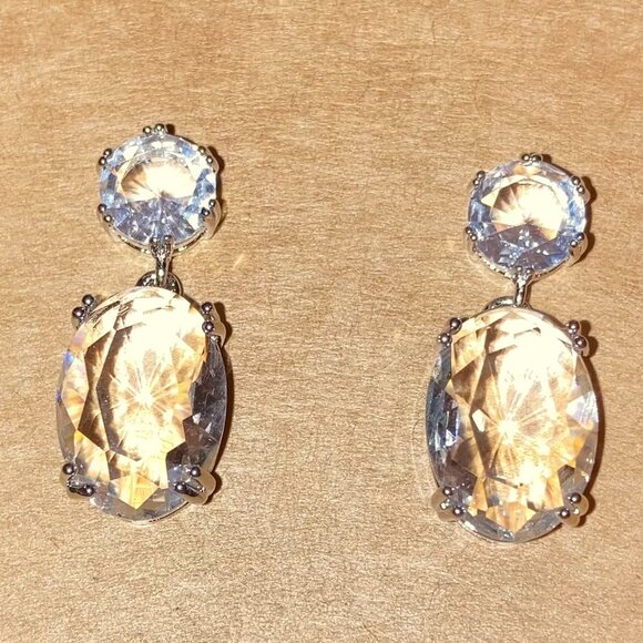 NEW Classic Clear Gems Earrings Faux Crystal Wedding Formal Cocktail Jewelry - Picture 9 of 13